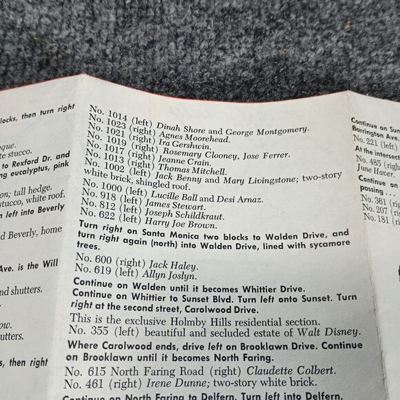 VTG Hollywood Movie Star Homes Sightseeing Map All Year Club California CA 1957 - Picture 13 of 16